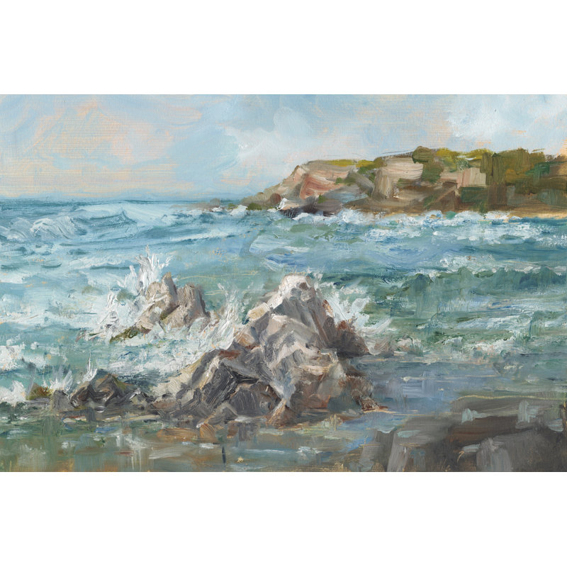 Impasto Ocean View II by Ethan Harper - Painting on Canvas, 81cm H x 122cm W, Wrapped Canvas