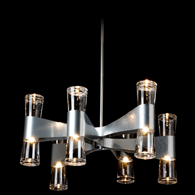 Bellis 6-Arm 12-Light Round Chandelier, Sterling