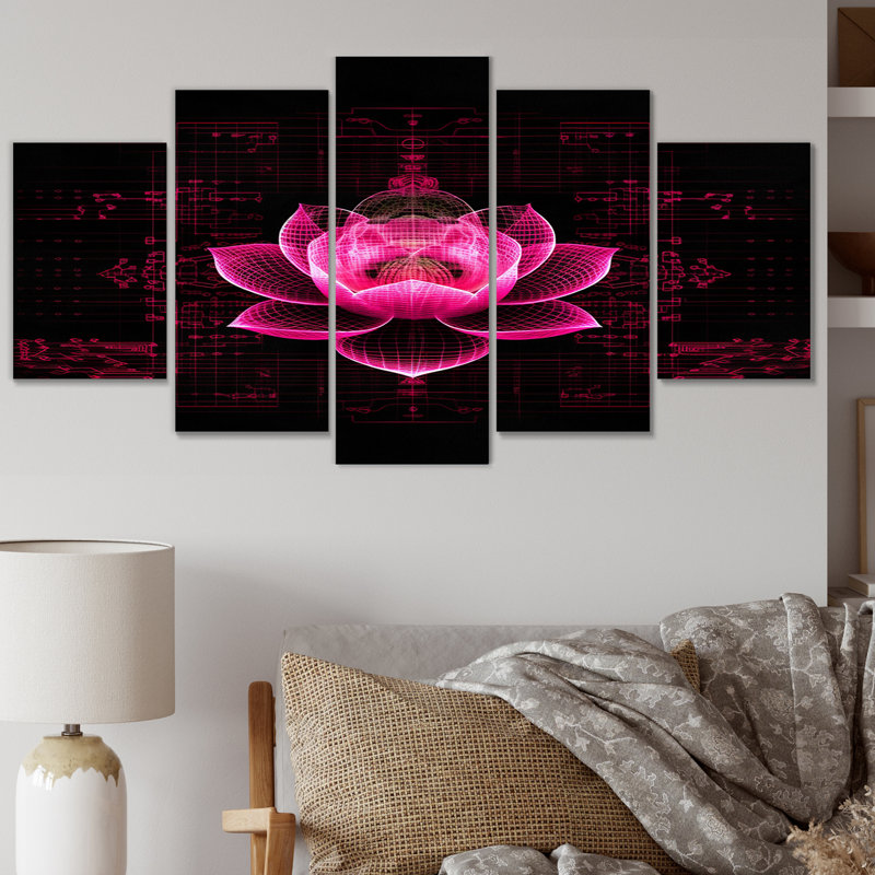 Francena - impression d'art mural Lotus - 5 panneaux
