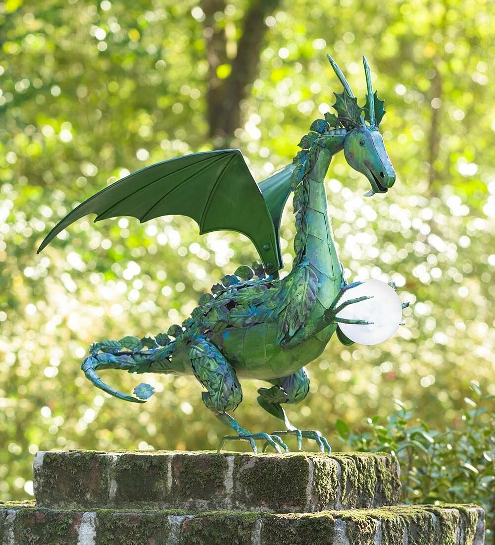 Dragon Garden Statue with Solar Pearl