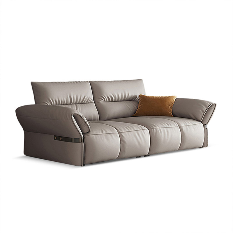 Gray Genuine Leather Modular Sofa cushion Loveseat
