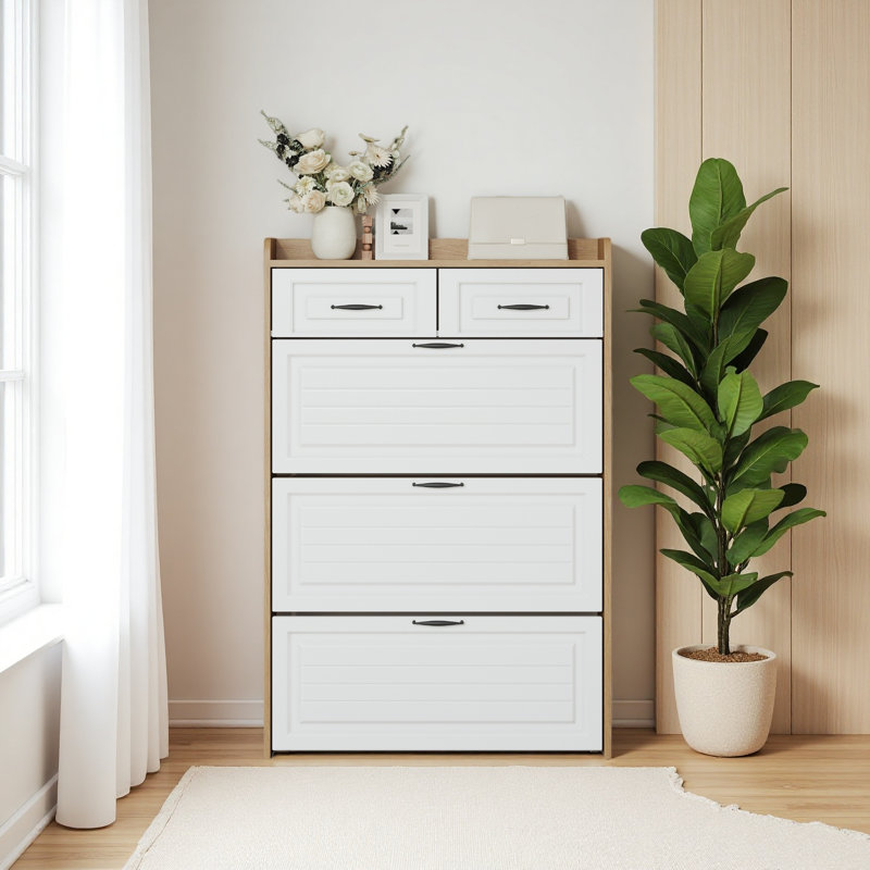 Shoe Cabinet With 3 Doors 2 Drawers,Large Space For Storage