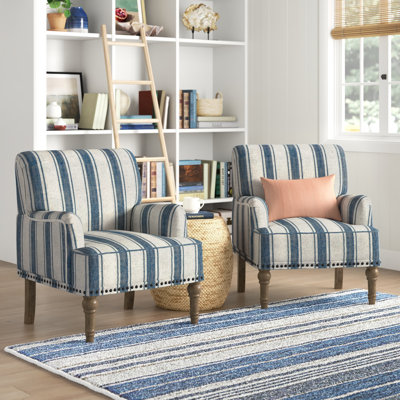 Arching 28.7"W Armchair with Solid Wood Legs and Nailhead Trim