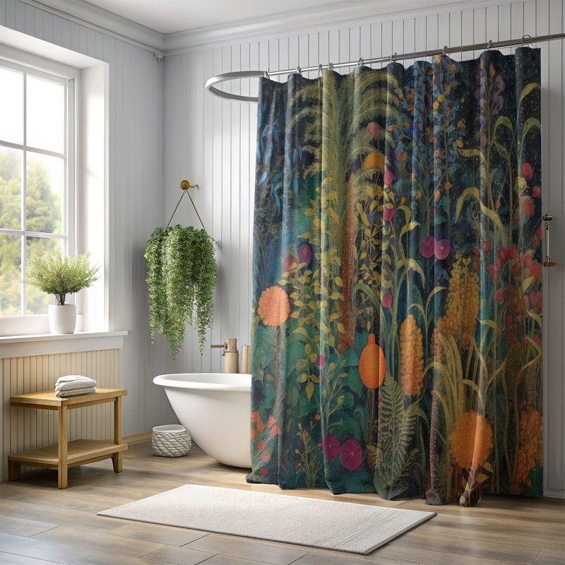 Rideau de douche Floral, H 74 po x l 71 po