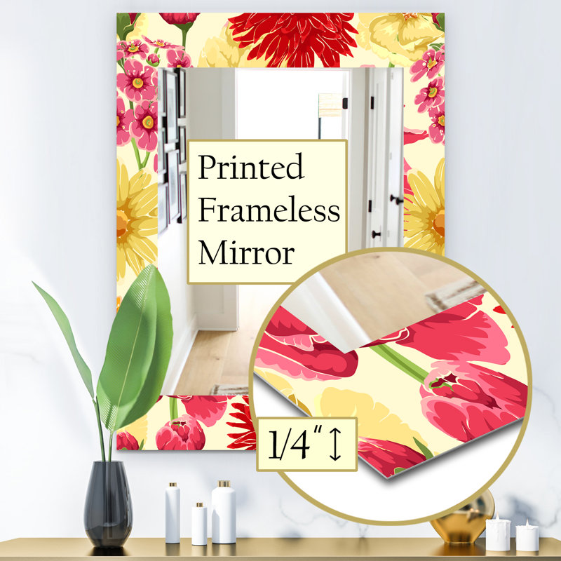 Miroir mural 30 fleurs, H 24 po x l 32 po