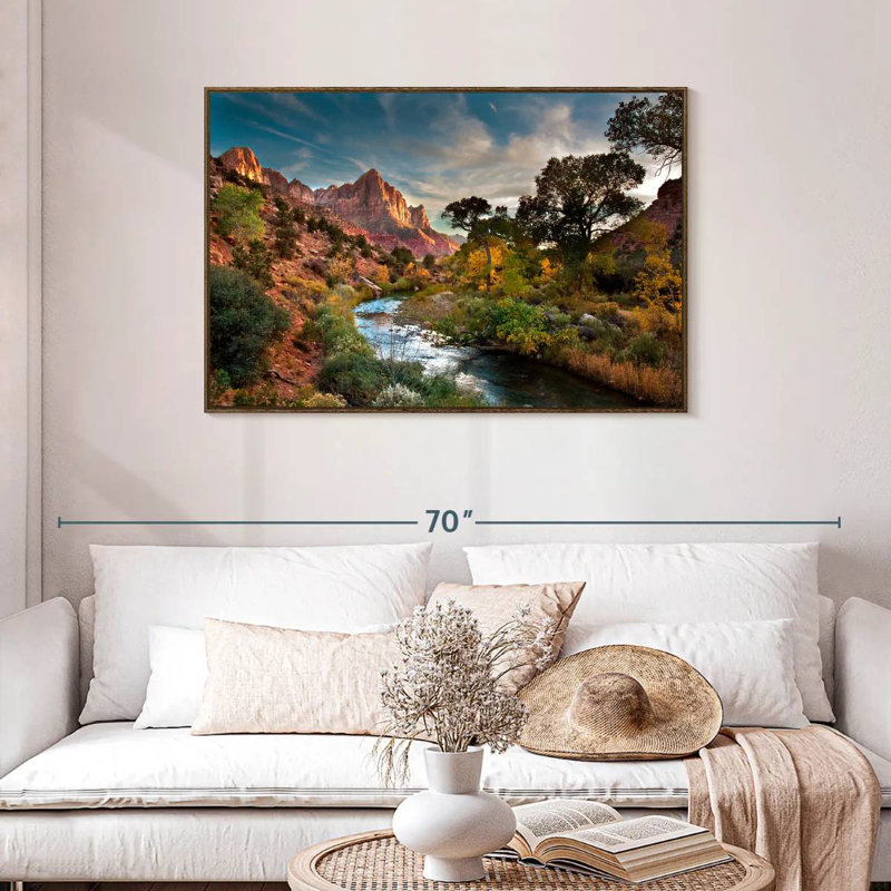 Paysage de Sion, Cadre flottant en noyer, 43 po x 29 po