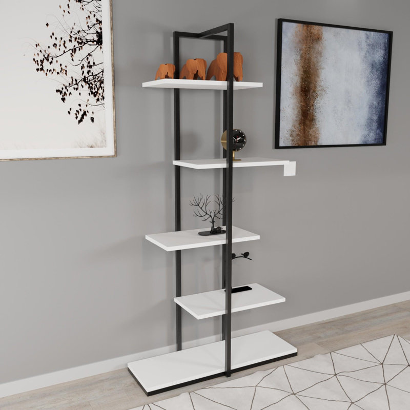 Aliona 80cm W Metal Shelving Unit, White/Black