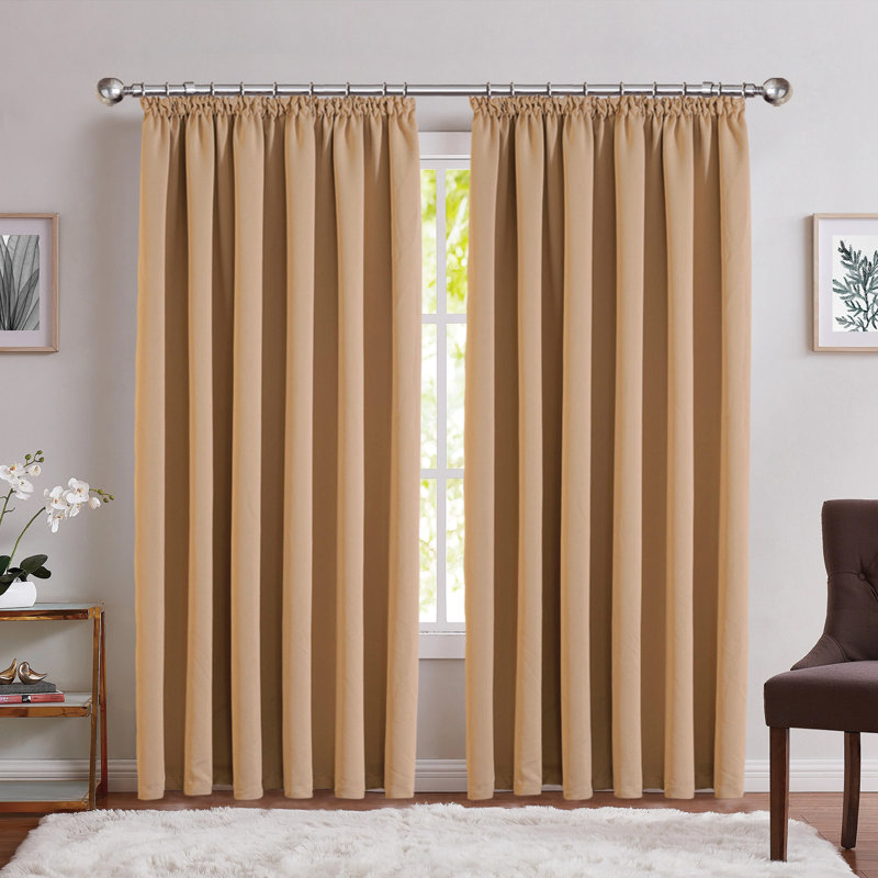 Suttyn Blackout Curtain, 117cm Width x 137cm Drop, Beige