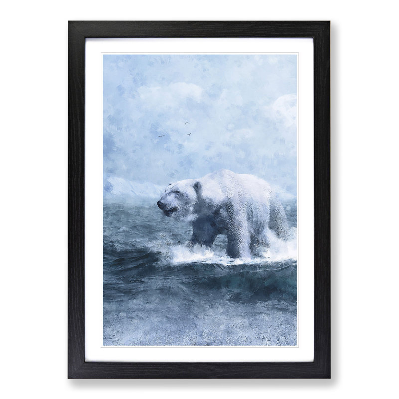 A Polar Bear - Picture Frame Graphic Art, 36cm H x 27cm W x 2cm D, Black Framed