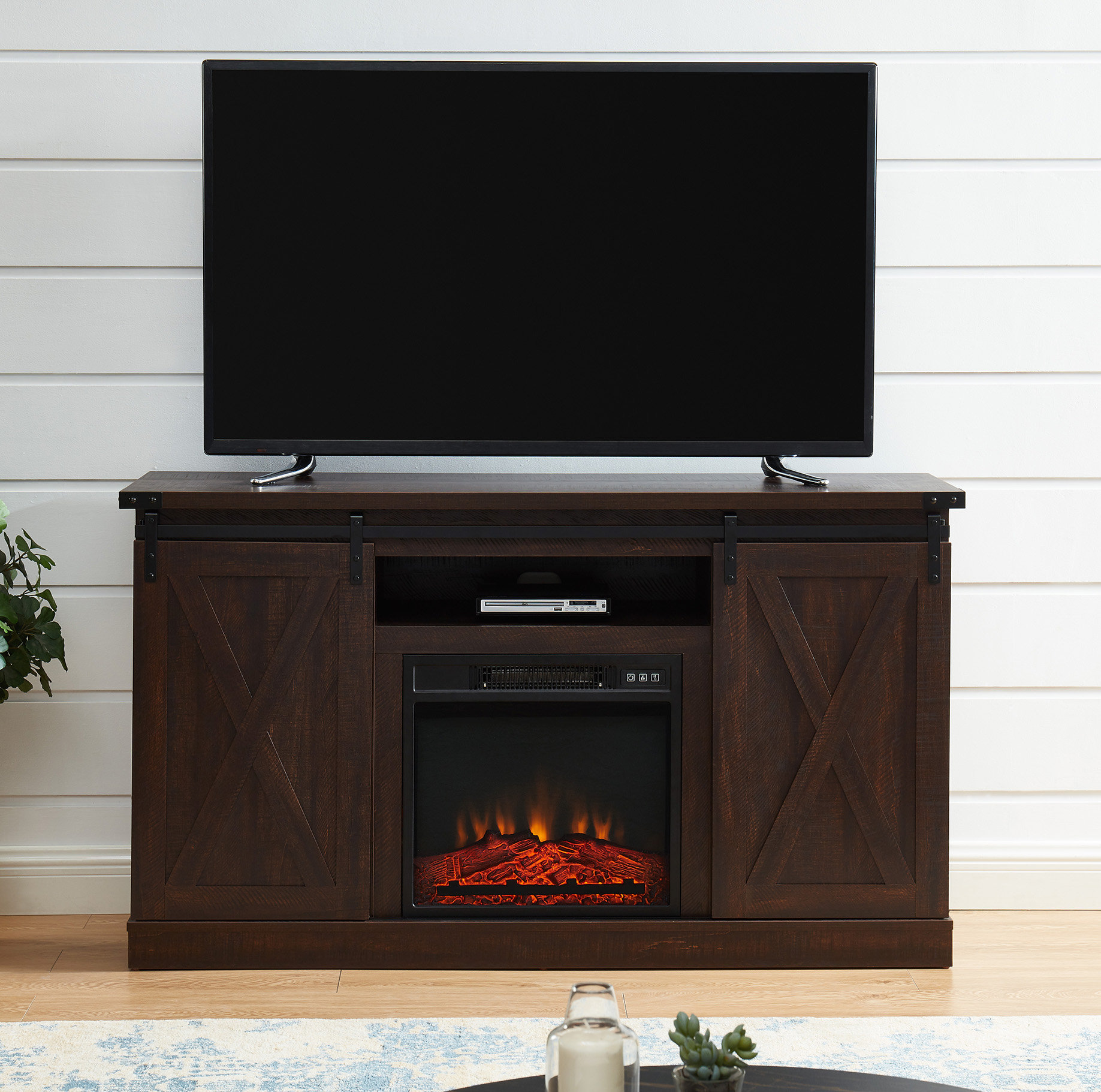 Gracie Oaks Bradner TV Stand for TVs up to 65" with Electric Fireplace