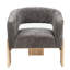 Jeff Accent Chair 2-piece Set In Modern Crystal Black Ribbed Linen On Solid Wood