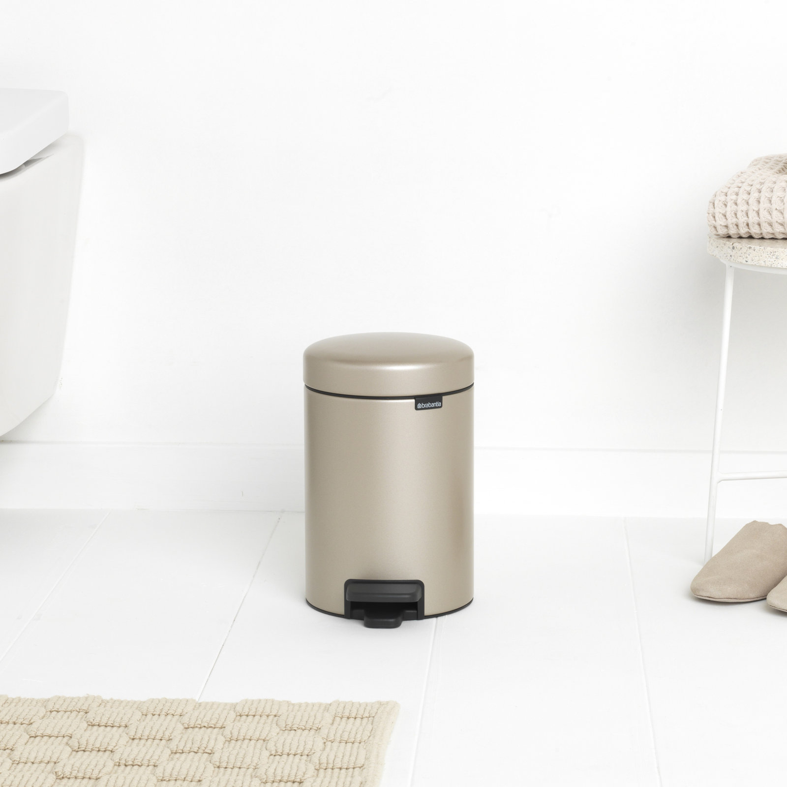 Brabantia NewIcon Step On Trash Can, 0.8 Gallon (3 Liter), Metallic Gold