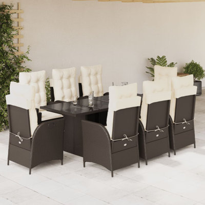  Ensemble de salle à manger de jardin brun, blanc crème