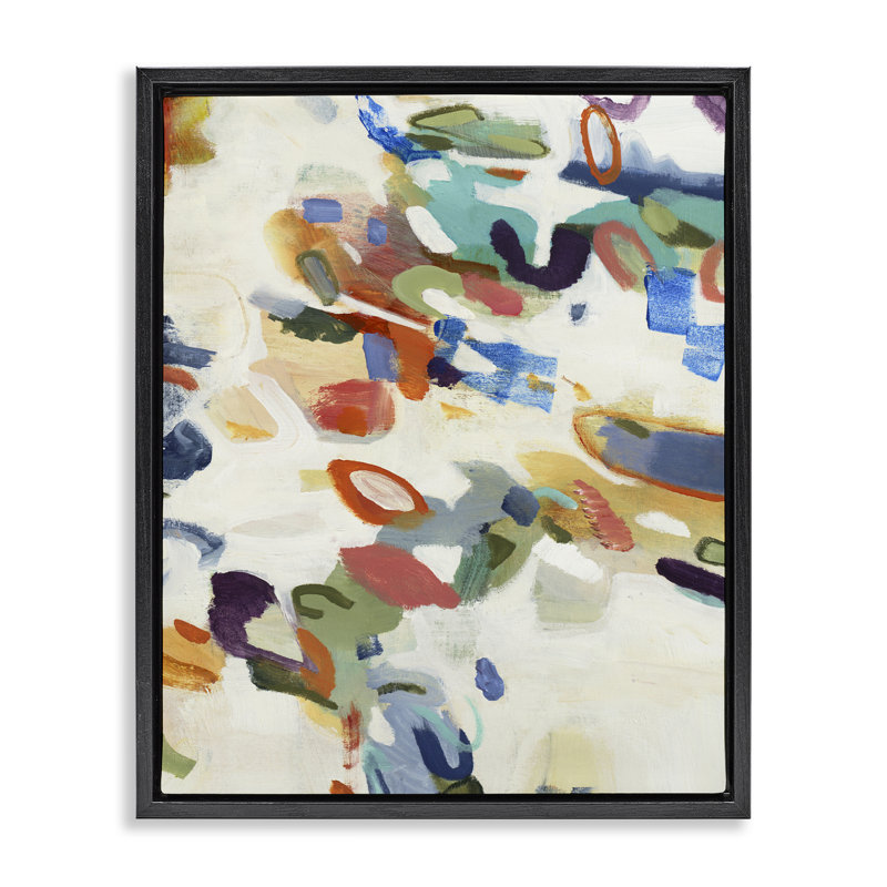Cadre flottant abstrait multicolore, design par Lisa Ridgers, Cadre flottant noir de jais, H 21 po x l 17 po