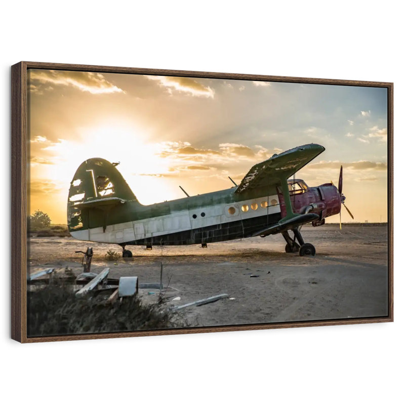 Abandonné ancien avion, Cadre flottant noyer, 40 po x 27 po