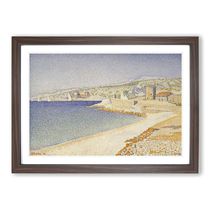 The Jetty at Cassis, Opus by Paul Signac - Picture Frame Painting, 27cm H x 36cm W x 2cm D, Walnut