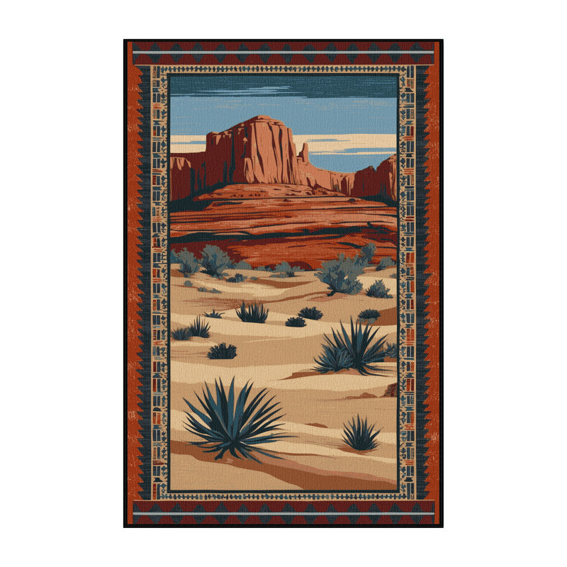  Tapis lavable paysage du désert du sud-ouest, Rectangle 7 pi x 9 pi