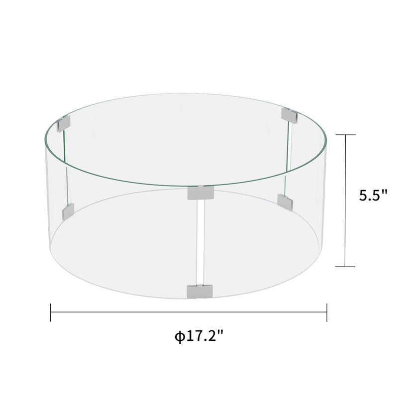 17.2'' Round Glass Fire Pit Accessory
