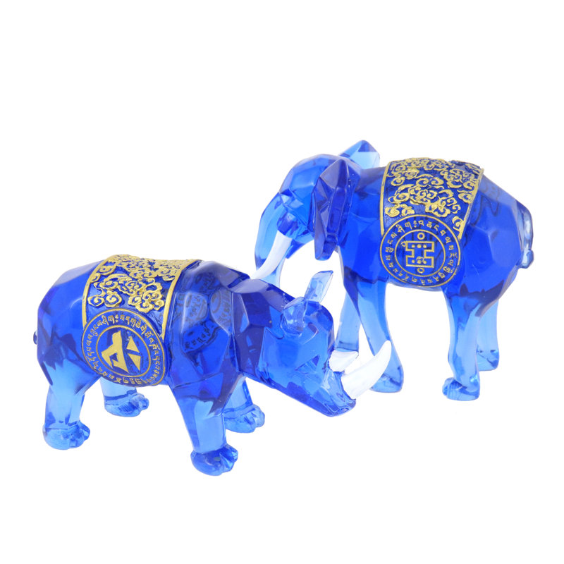 Statue éléphant royal et rhinocéros cosmique Feng Shui