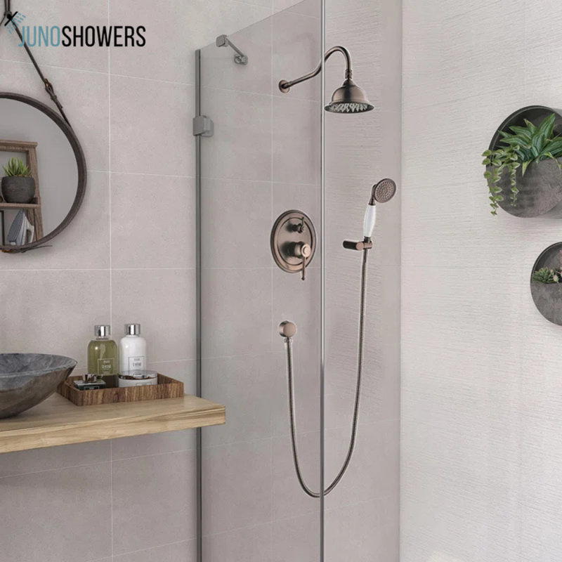 Pomme de douche à deux poignées avec douche à main Juno Classic Antique