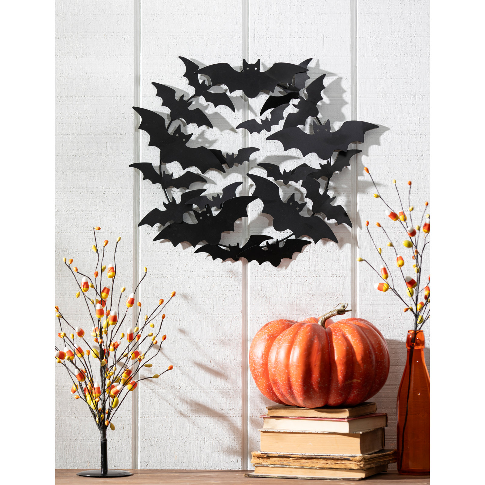 Metal Bat Halloween Indoor/Outdoor Wreath