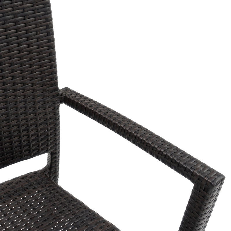 8 Piece Sunbrella Outdoor Patio Dining Chairs, White, Brown