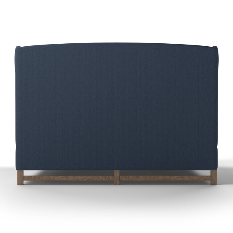 Herbert Upholstered Wingback Bed, Twin, Plush Velvet Chocolate, Weathered
