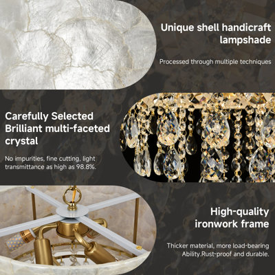 Modern Capiz Shell Crystal Chandeliers