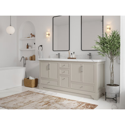 Aukievah 72" Double Bathroom Vanity Set (Knobs Option)
