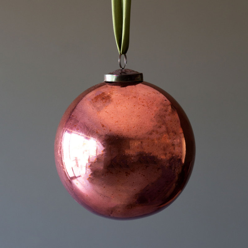 7.25'' Glass Ball Ornament, 7.25" H x 5.75" W x 5.75" D, Shiny Rose