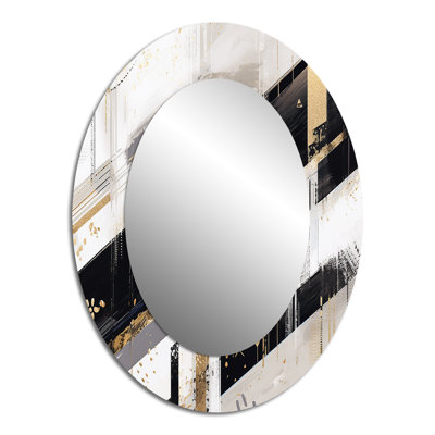 Gold Black Bold Stripes - Gold Oval Wall Mirror Decor