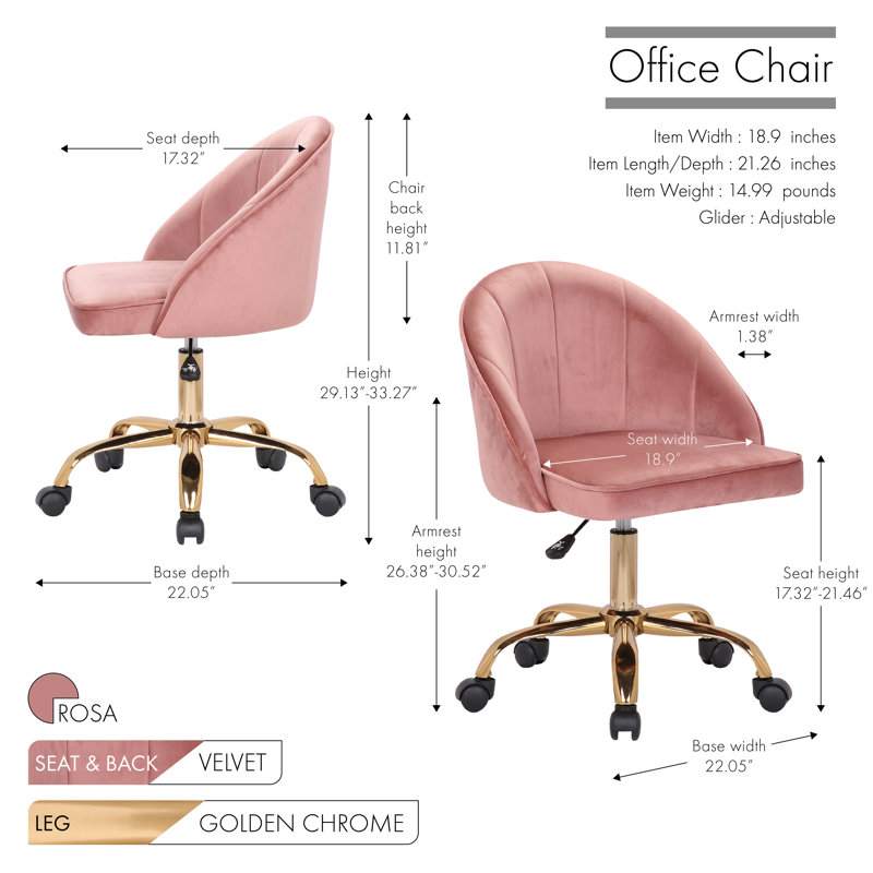 Chaise de travail Lainey, Rose