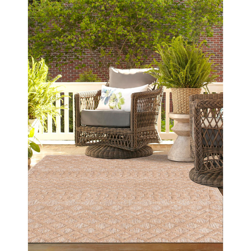 Groce Geometric Indoor / Outdoor Rug, Rectangle 9' x 12'