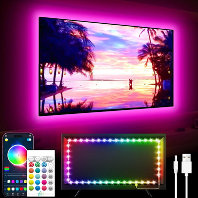  LED Lights for TV,TV LED Backlight, for 35-85 Inch TV, Music Sync TV LED Light with Bluetooth Function - RGB Color Changing Light Strip for Bedroom