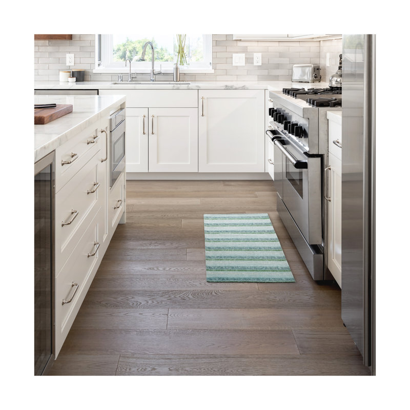 Tapis de cuisine antidérapant Martha Stewart, Vert menthe, blanc, Tapis de couloir 2 pi x 4 pi