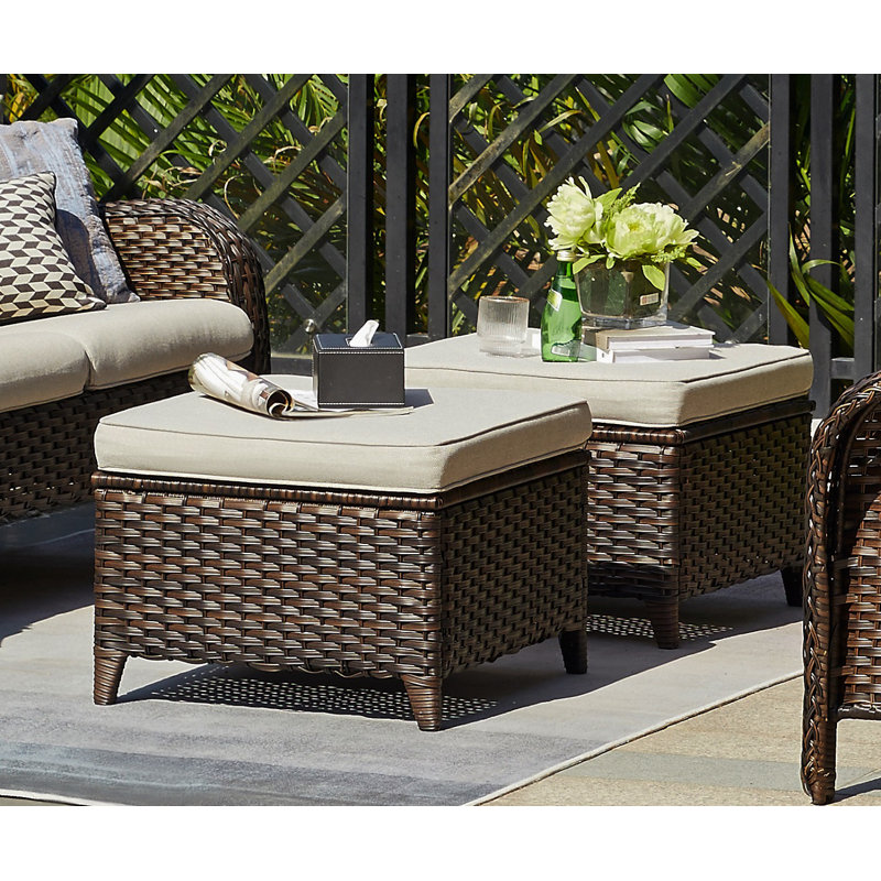 Carolina 75'' Wide Straight Powder Coated Steel Patio Sofa with Cushions, Brown Frame/Beige Cushion