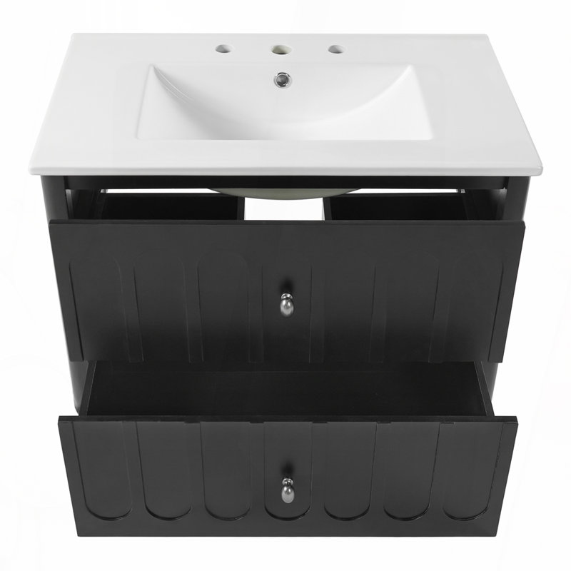 Meuble-lavabo flottant moderne 30 po, Noir