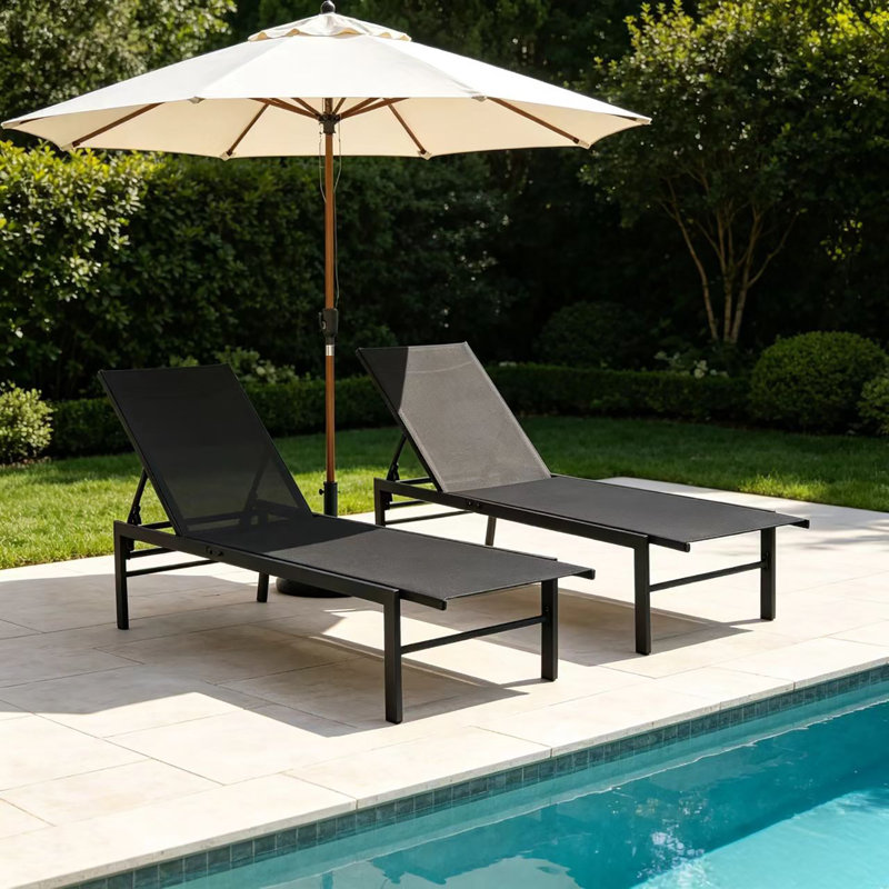Chaise longue d'extérieur en aluminium avec dossier réglable à 5 positions 