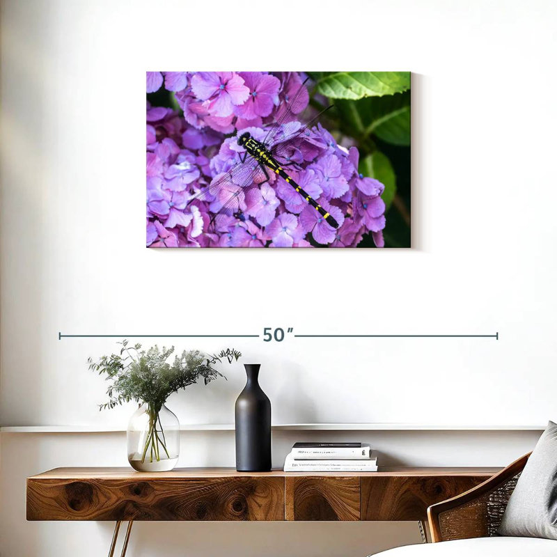 Brampt Dragonfly On Hydrangeas, 20" H x 30" W
