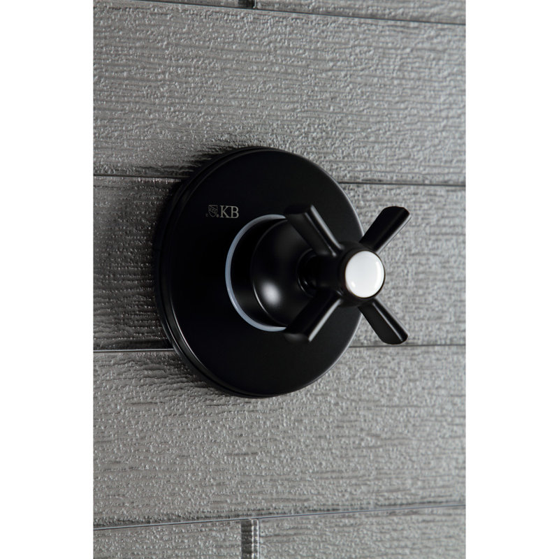 Kingston Brass Single-Handle Wall Mount Three-Way Diverter Valve with Trim Kit, Matte Black