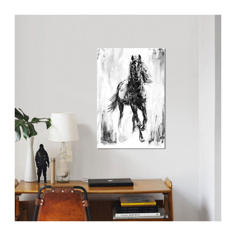 « rustique stallion i », impression sur toile, H 26 po x l 18 po x P 1,5 po, Toile avec cadre noir, Pas de tapis