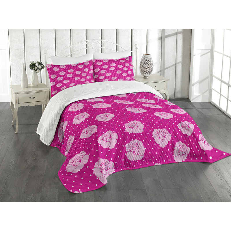 Queen Pink Quilted Bedspread Set with Pillow Shams