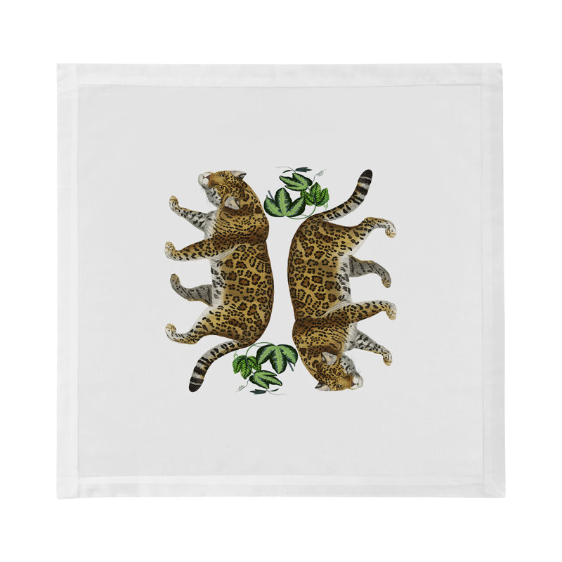 Leopard Seeing Double Hemstitch 22" Linen/Cotton Napkin