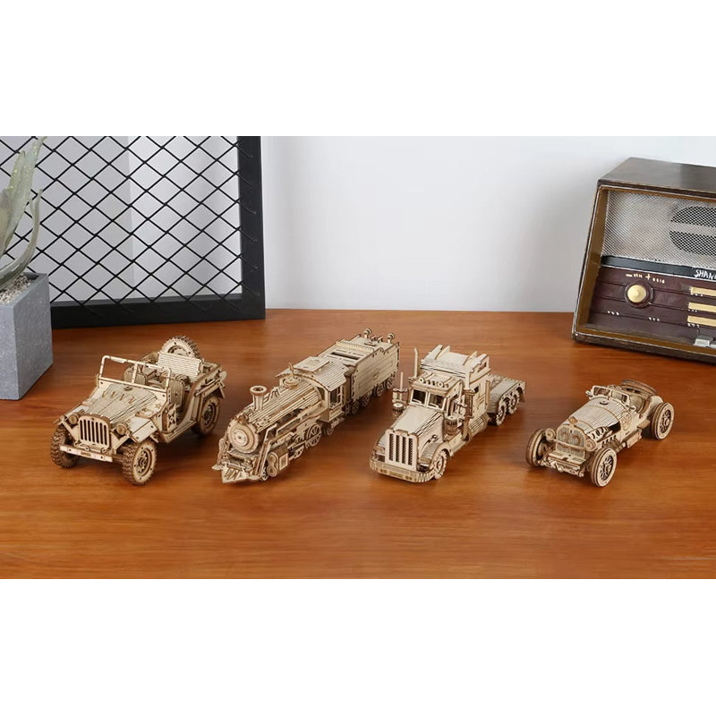 Rokr 3D DIY Wooden Puzzle Model Kits - Steam Express Train Montessori Educational Toy Kit For Adults