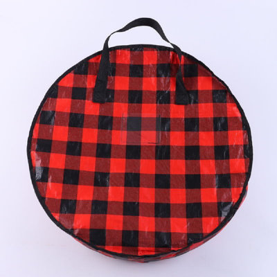 Plaid Everyday Bag, Christmas Wreath Storage Container With Zippered And Reinforced Handle For Holiday Seasonal Wreath Garland