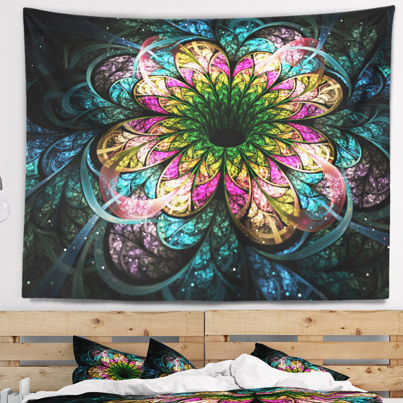 Tapisserie d'art numérique floral, H 32 po x l 39 po