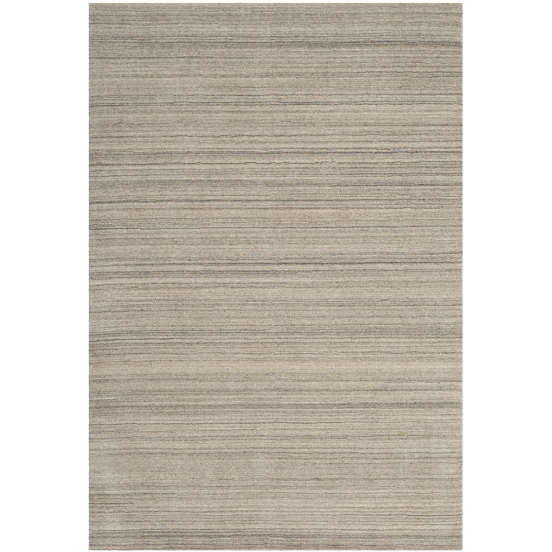 Tapis couleur pierre / gris en laine / coton tissé à la main Morano, Rectangulaire 3 pi x 5 pi