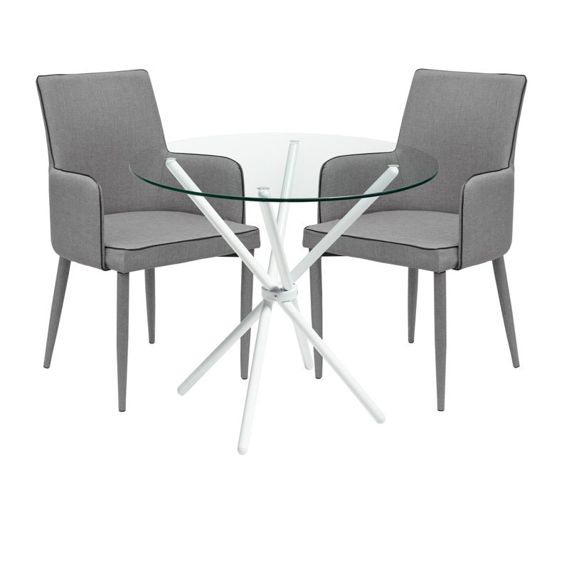 2 - Person Dining Set, Grey, Chrome