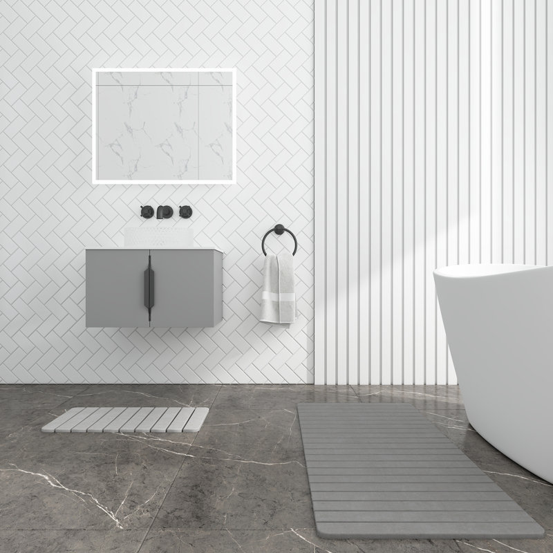 Ensemble de tapis de cuisine gris à séchage rapide Diatomite, Gris