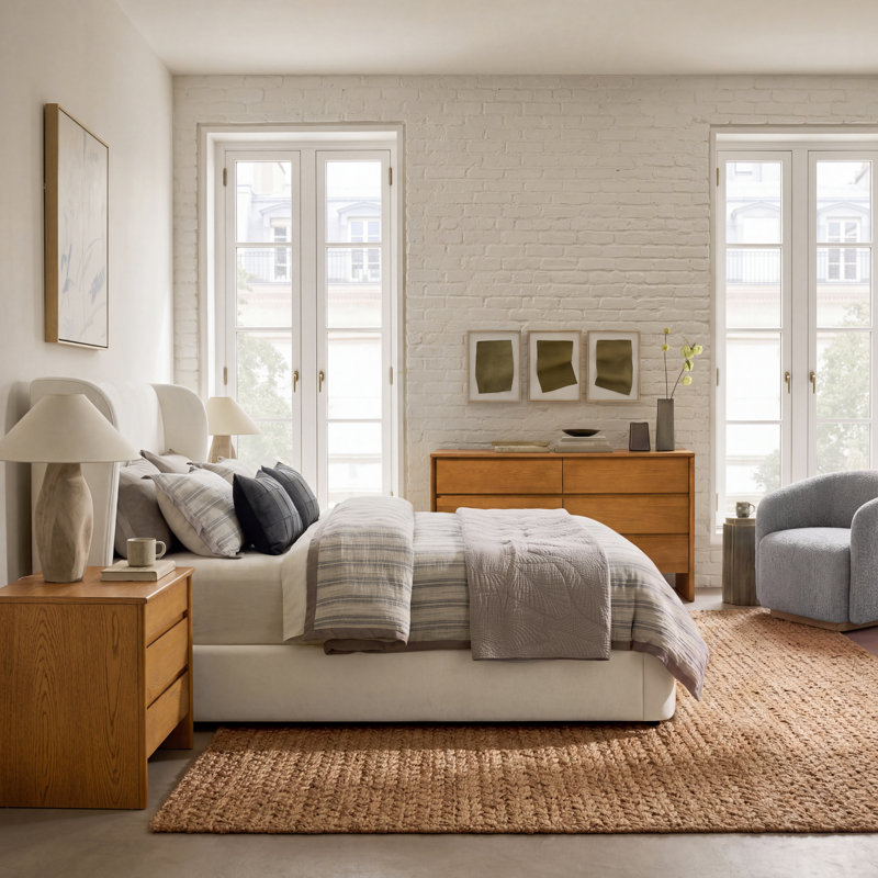 Ensemble de chambre à coucher moderne 4 pièces Odelia, Queen